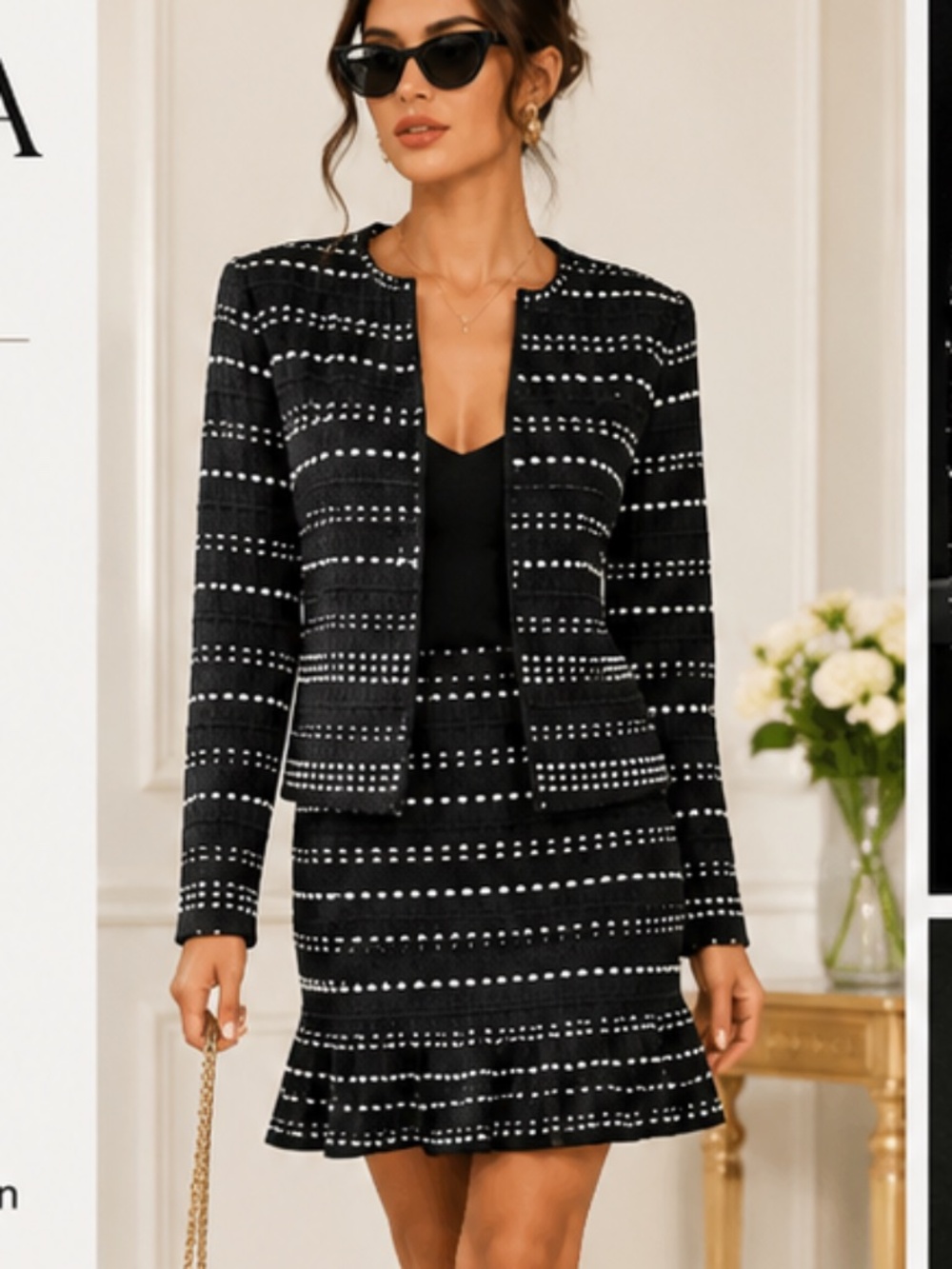 NWT | Etcetera | Black and White Two Piece Skirt and Jacket Set | Size XS